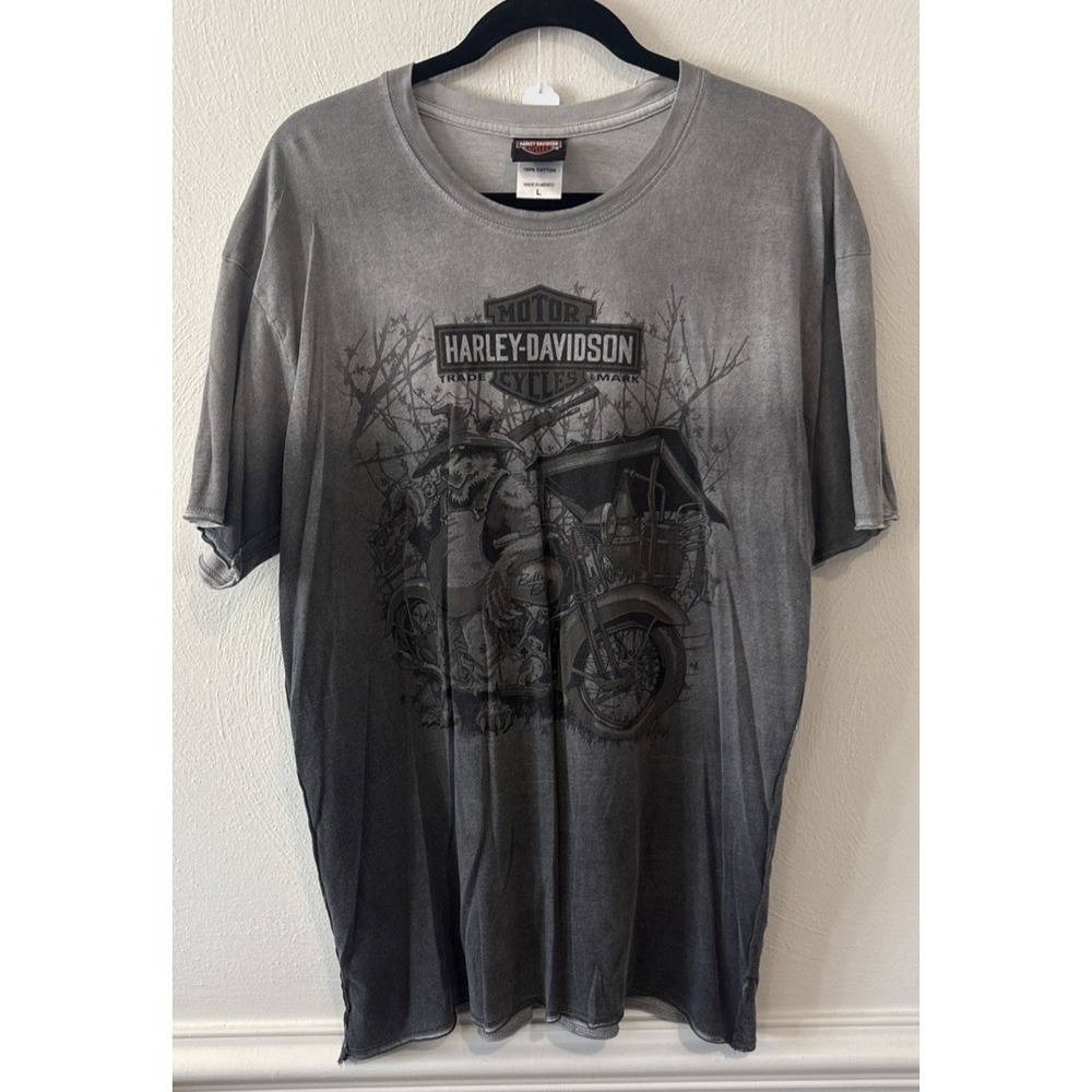 Harley Davidson Hillbilly T Shirt Gatlinburg TN Faded Gray Graphic Tee Size L